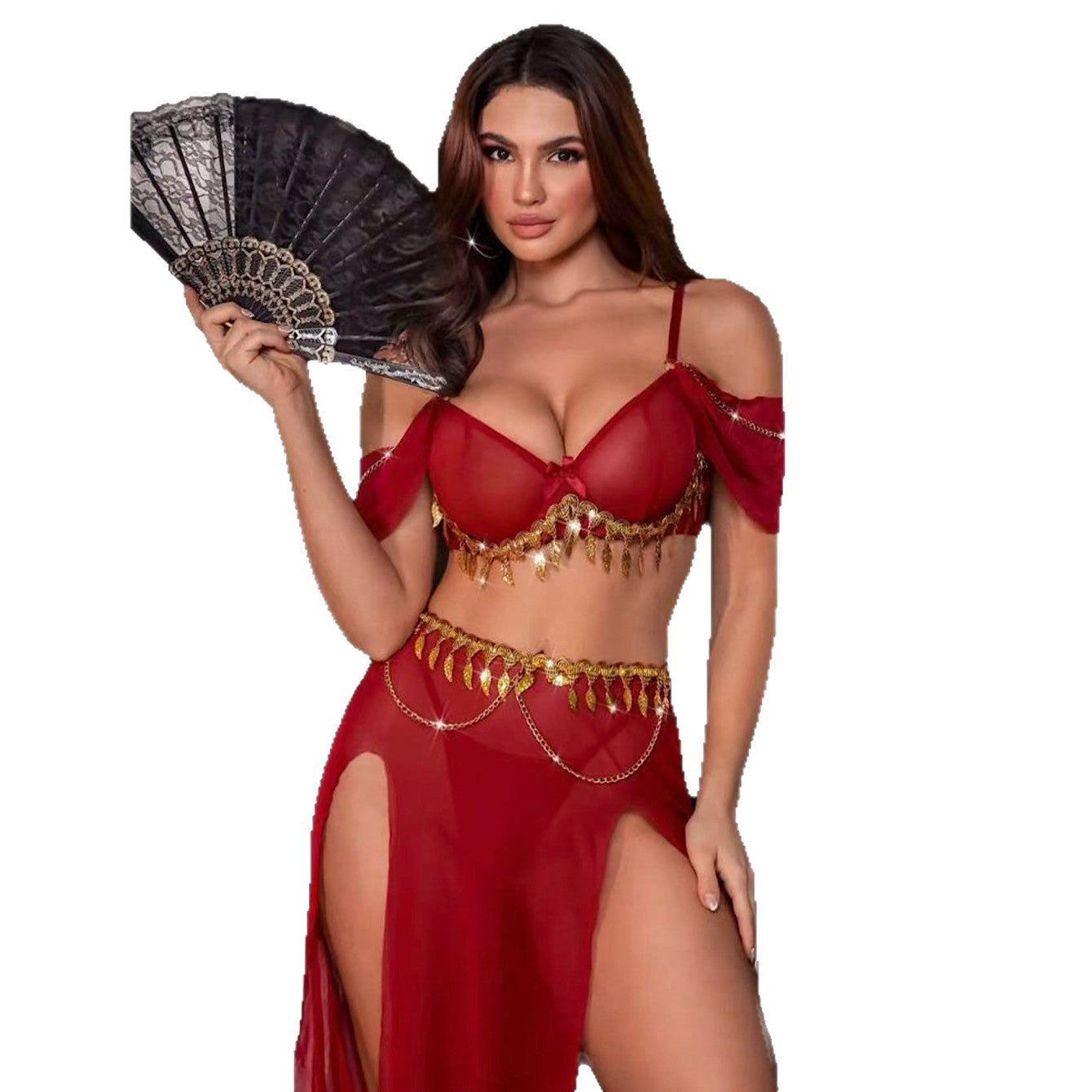 Tassel sequined lace mini skirt for women