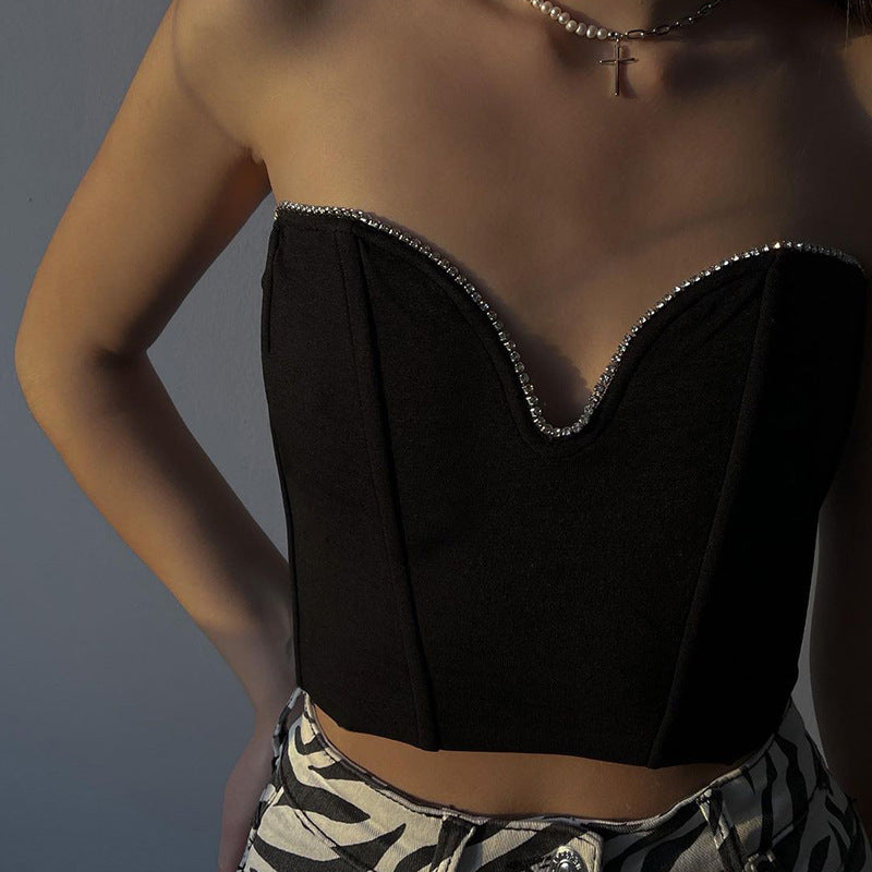 Fashion V-neck slimming and figure-enhancing racerback top