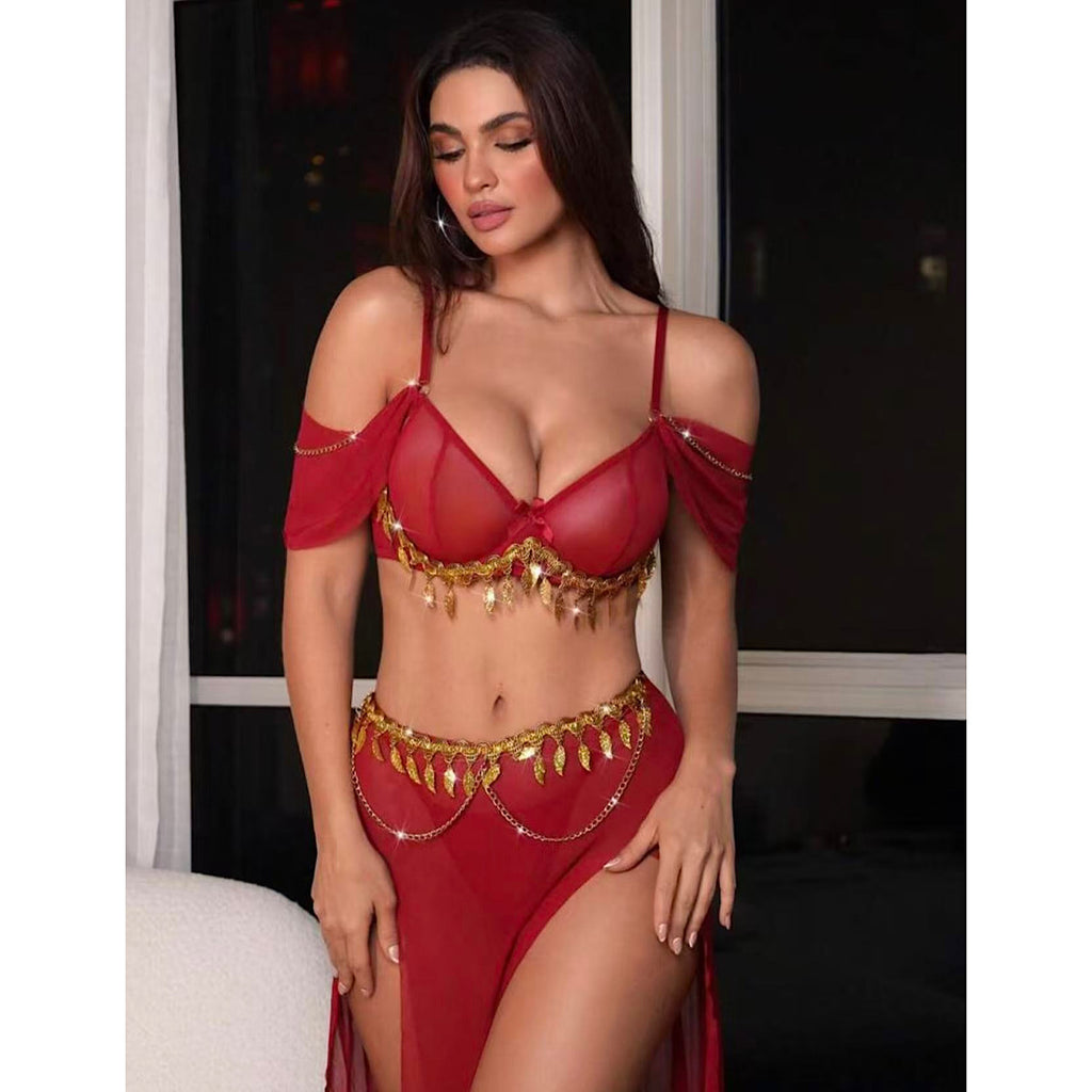 Tassel sequined lace mini skirt for women