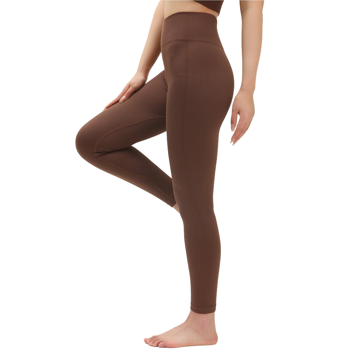 High-Waisted Ribbed Yoga Leggings for Women