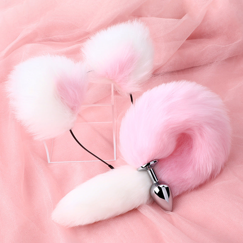 Pink Fox Tail Anal Plug Adult Toy Set