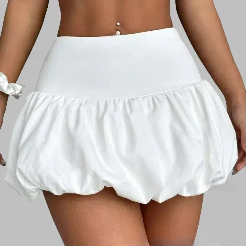 A versatile bubble skirt, high-waisted anti-glare inner lining, and a short skirt