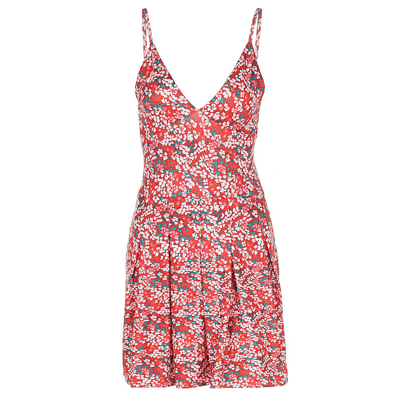 V-neck casual fashion floral women's Sling dress dress