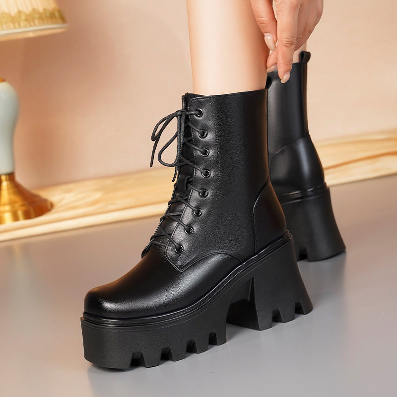 Women's Genuine Leather High-Top Winter Boots