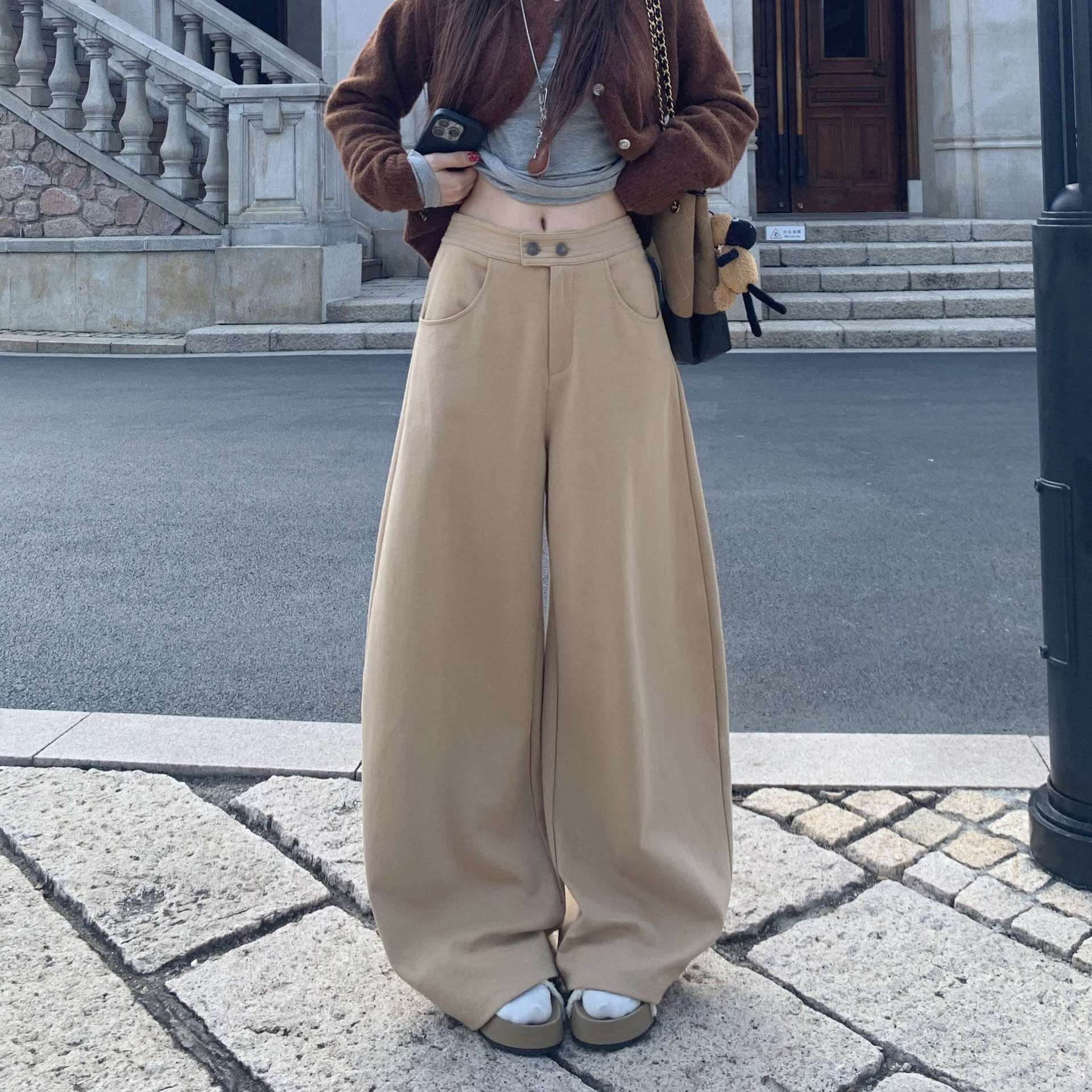 Womens Wide-Leg Sweatpants High Waisted Casual Pants