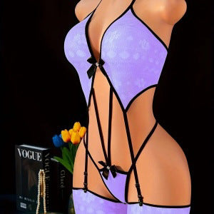 Hanyi French Slim-Fitting One-Piece Underwear with Stockings