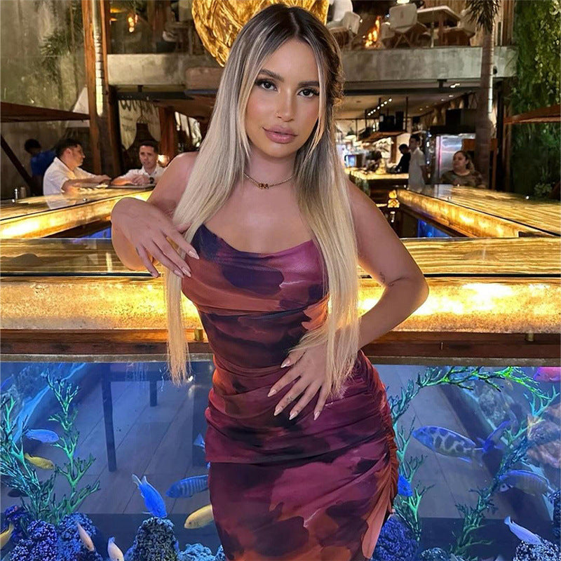 Sexy Backless Pleated Split Midi Dress