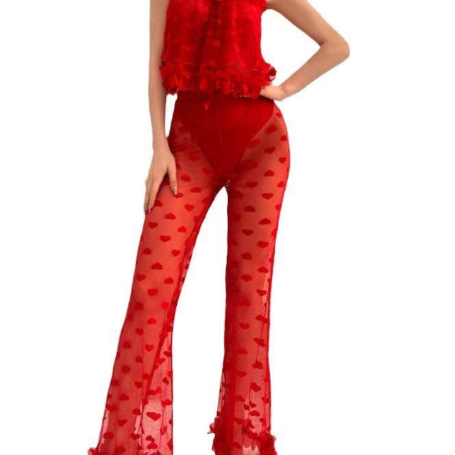 Lace-through-style lingerie pajamas
