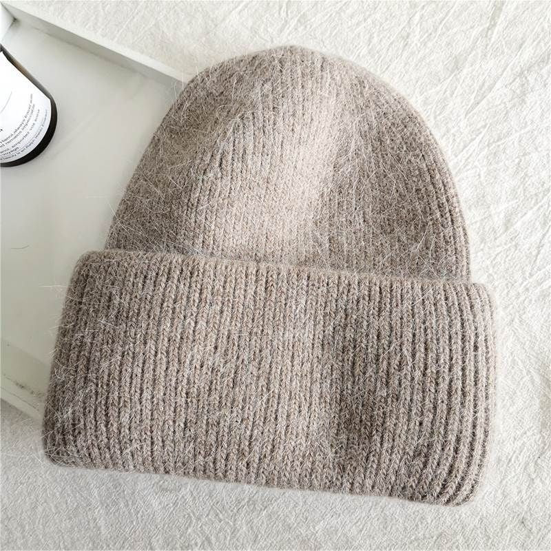 Luxury Rhinestone Angora Rabbit Fur Knitted Winter Hat