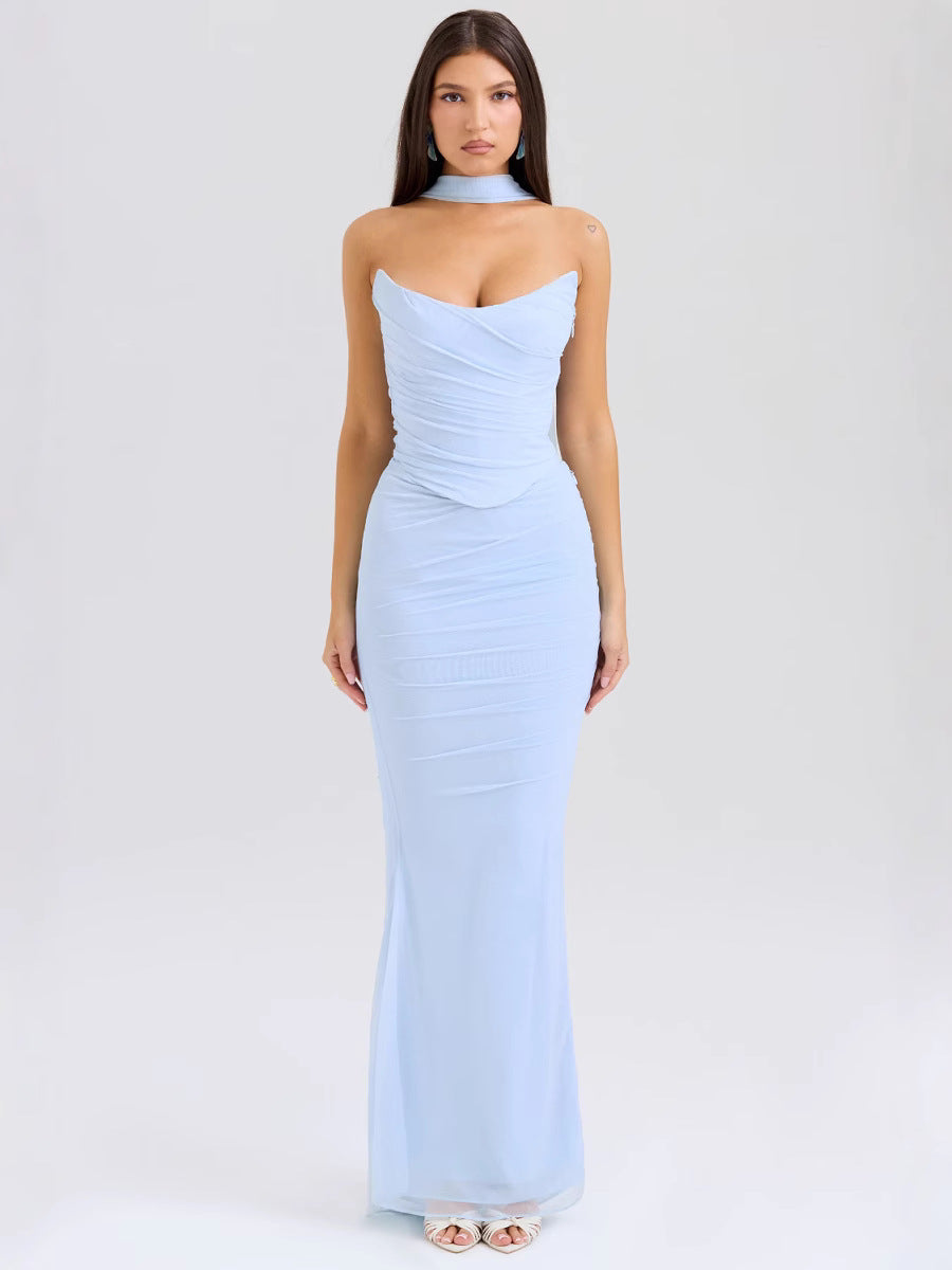 Women's Tube Top and Pencil Skirt Two-Piece Set