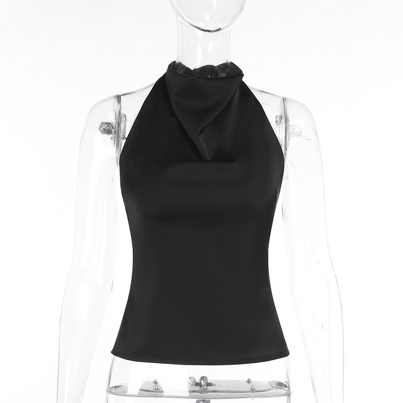 Hot girl all-match satin backless top women
