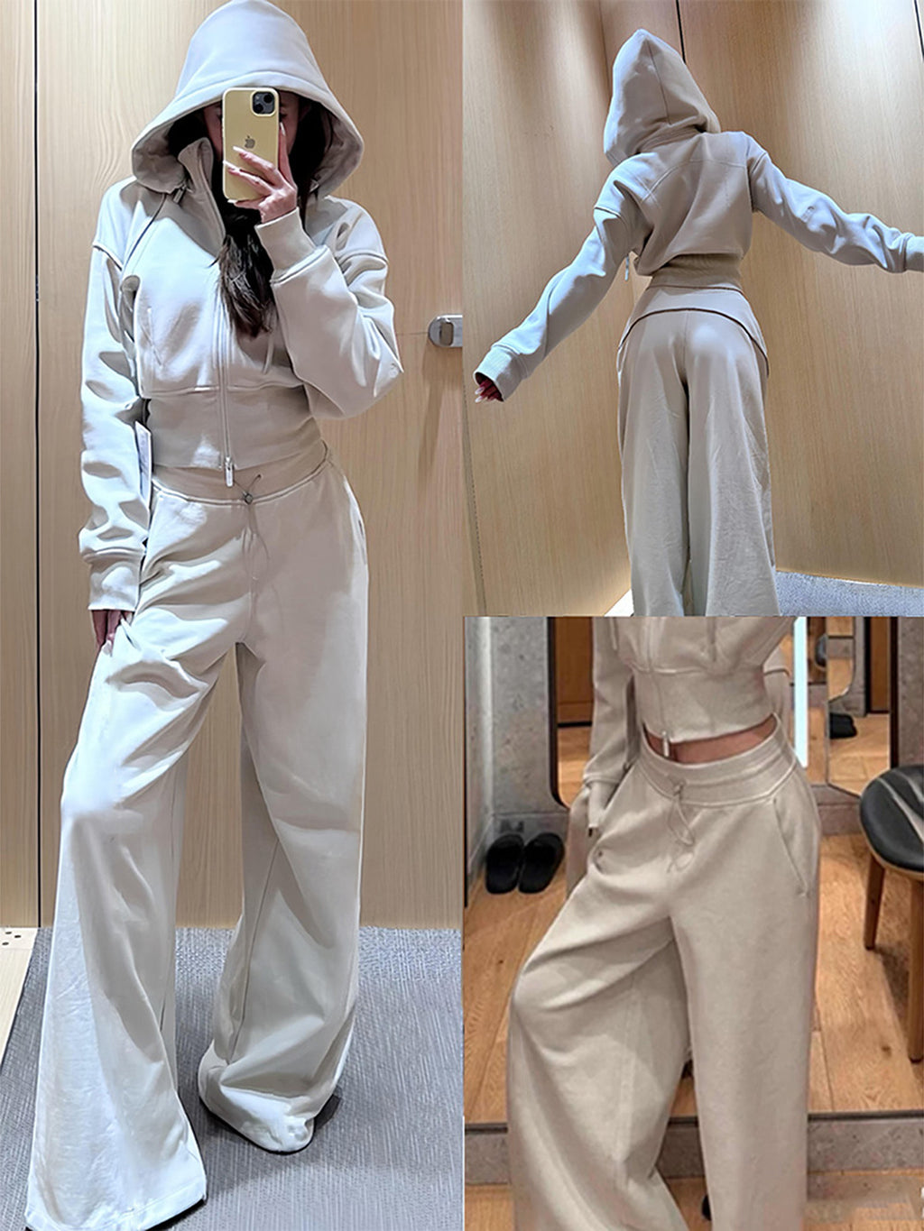 White Gray Casual Sports Suit