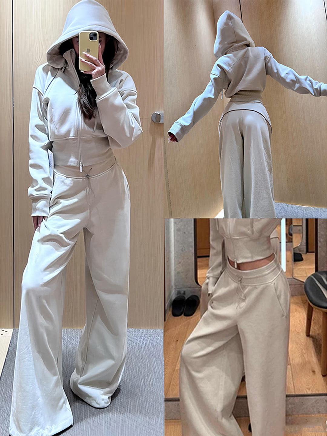 White Gray Casual Sports Suit