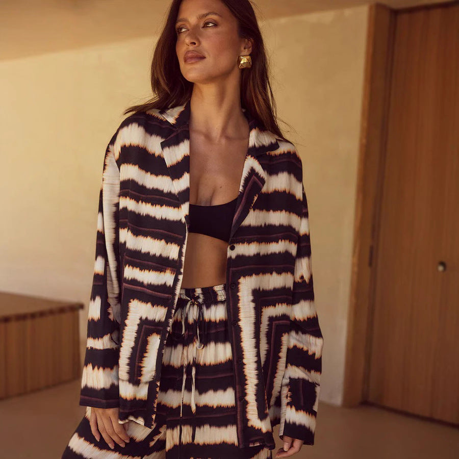 Fashion Printed Long-Sleeve Casual Suit