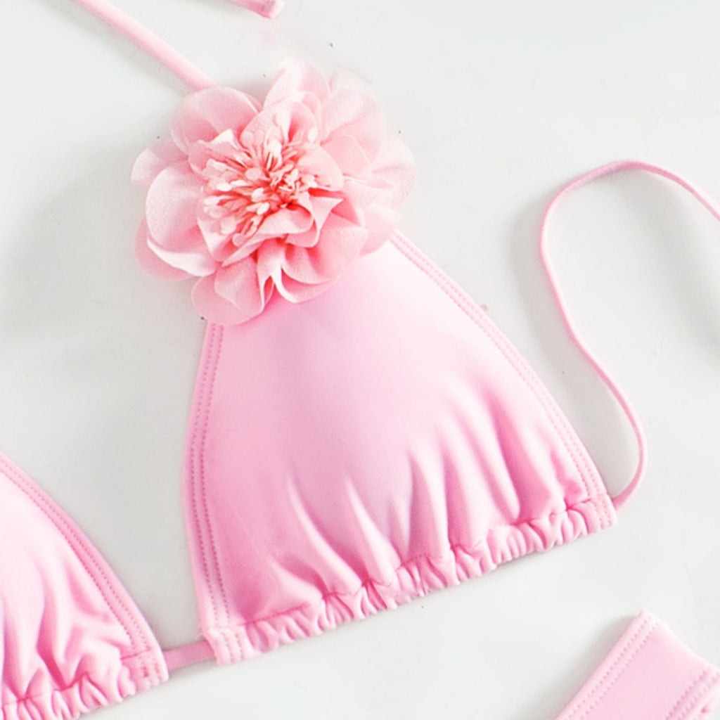 Solid Color Sexy Three-Dimensional Flower Bikini