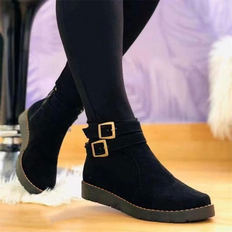 Low-Heel Solid Ankle Martin Boots