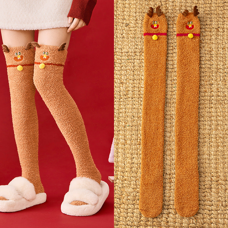 Winter Cartoon Fleece Knee Socks