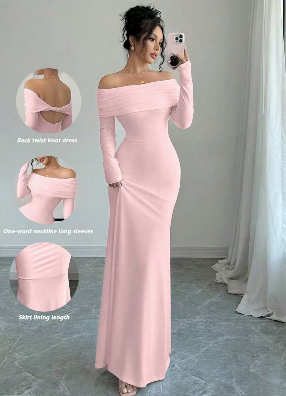 One-shoulder bag-style hip-length dress
