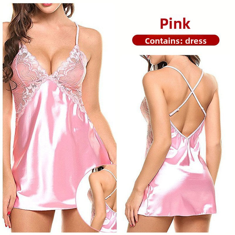 Ice-silk back-crossing nightgown