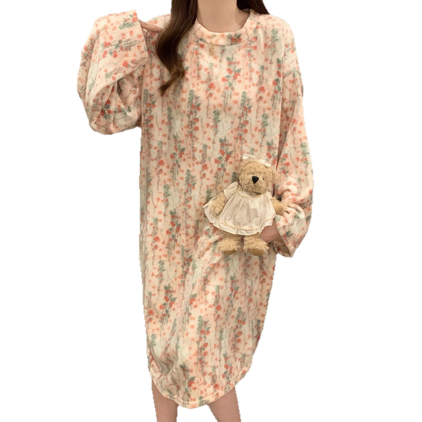 Coral fiber nightgown for women