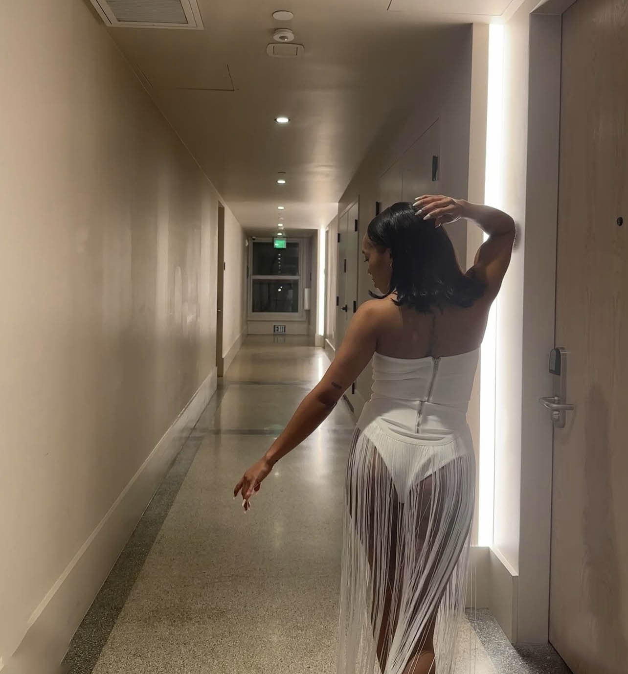 Fringed sexy slimming figure-hugging zipper strapless dress