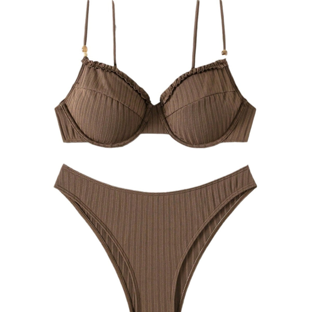 Solid Color Bikini Swimsuit