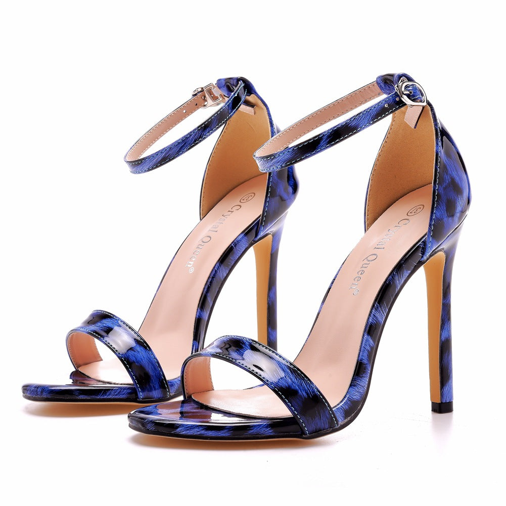 Black large-size high-heeled sandals