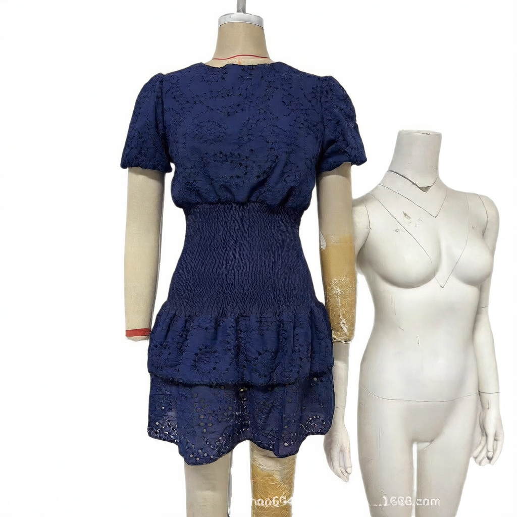 Floral Embroidery Tiered Strapless Dress