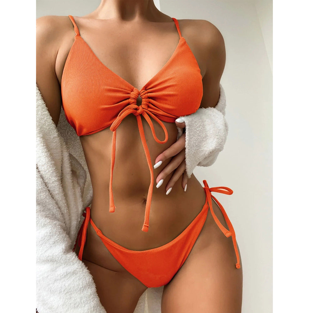 Solid-color triangle bikini