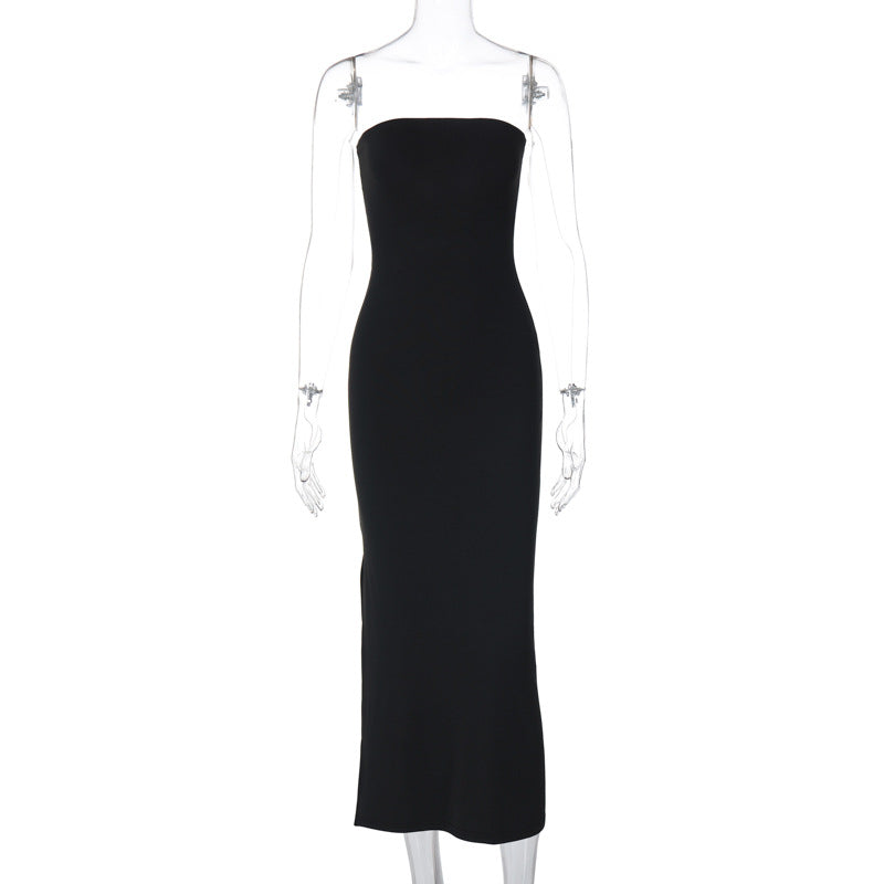 One-shoulder sexy plunging backless dress