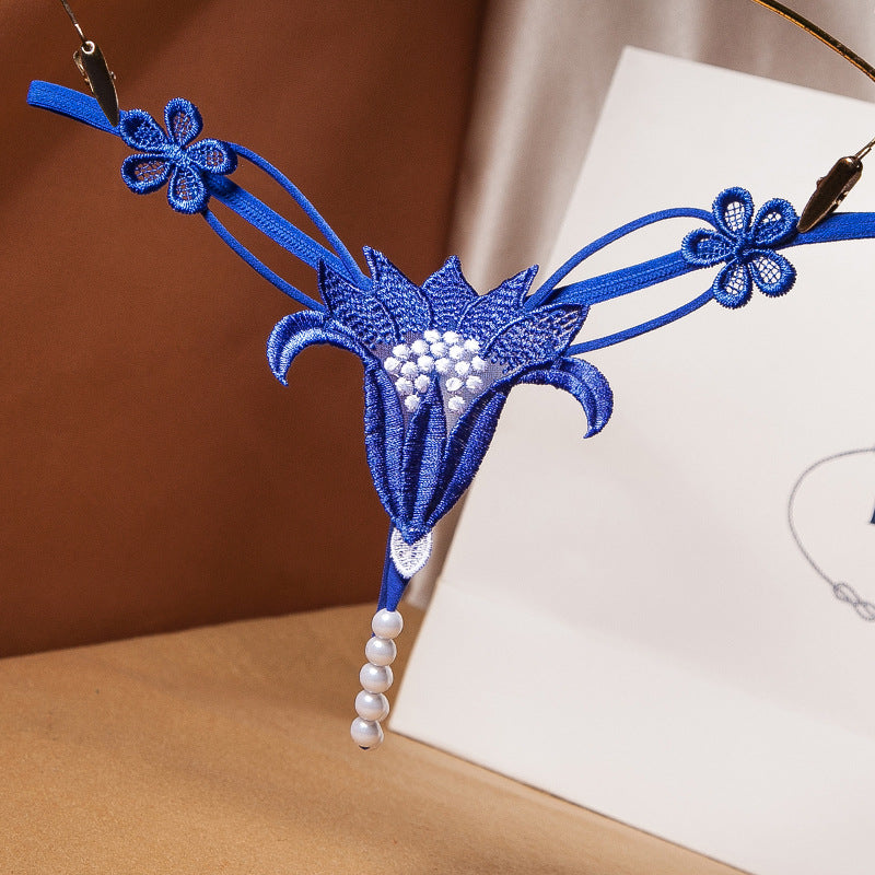 Sexy and hot hollowed-out pearl one-string romantic underwear