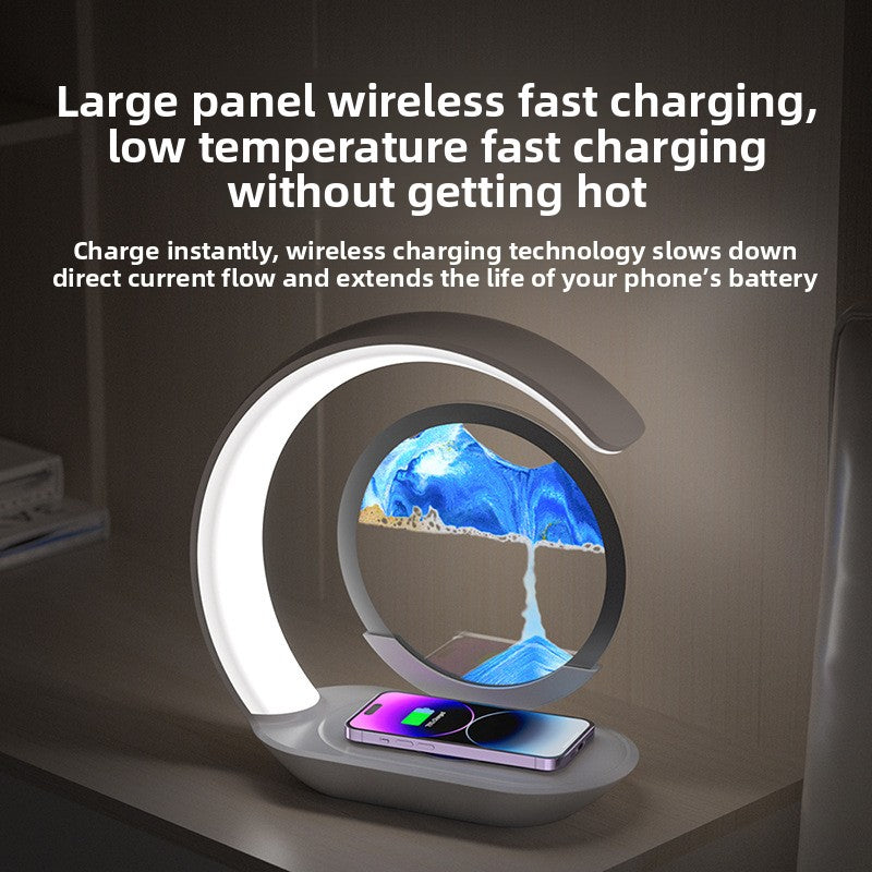 New quicksand painting wireless charging desk lamp