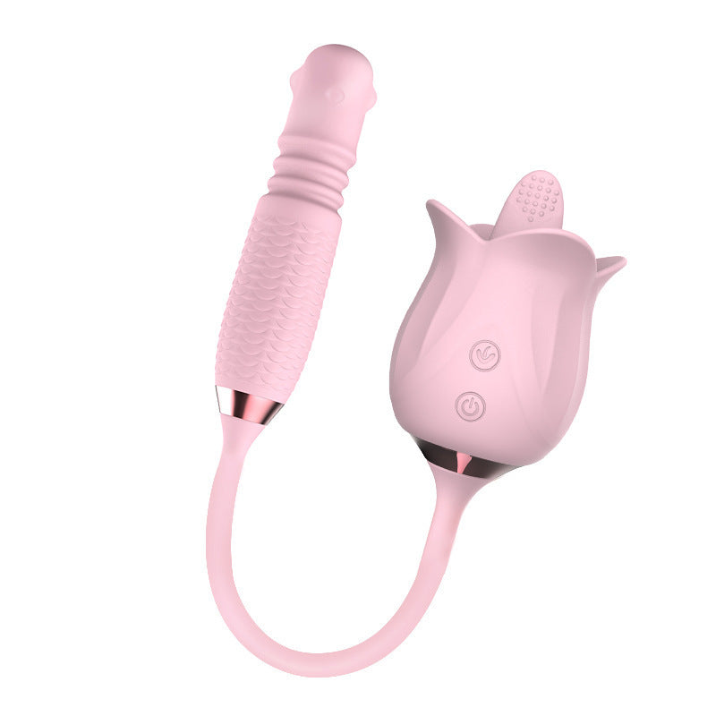Female masturbation stick tongue licking vibrator female massage stick retractable rotating bead vibrator sex products