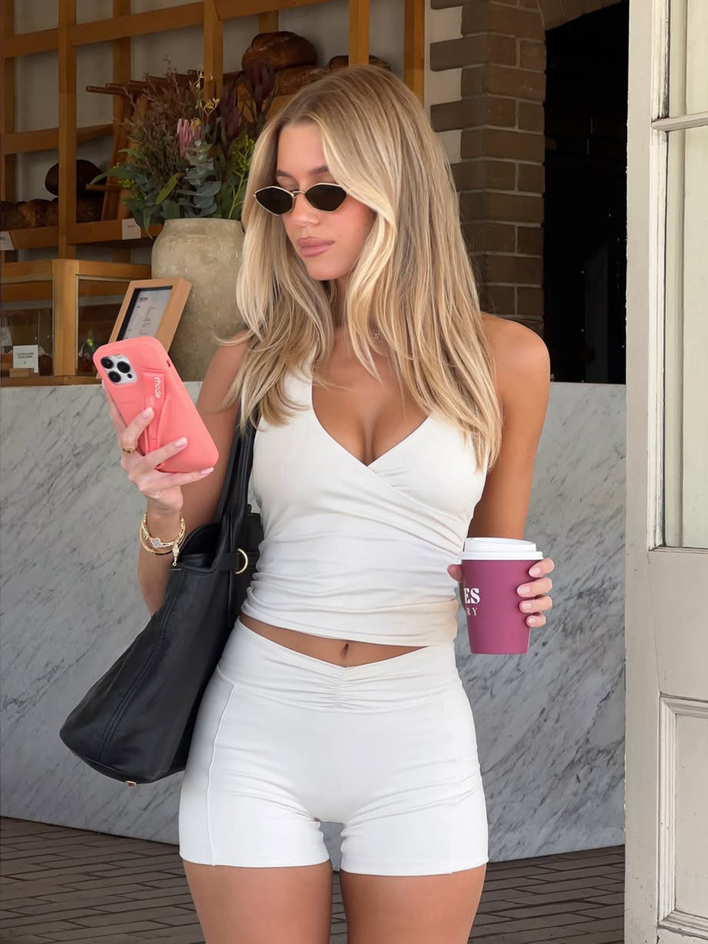 Solid-color halter yoga top