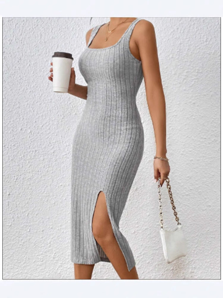 A tight-fitting and waist-hugging dress