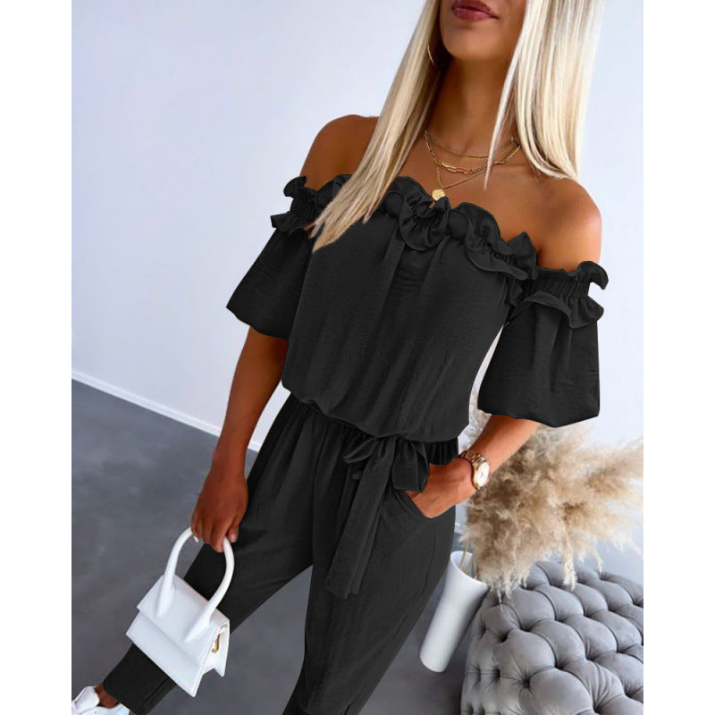 One-Shoulder Lace Jumpsuit