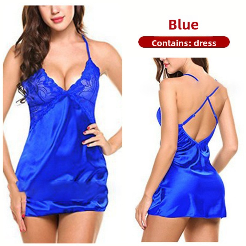 Ice-silk back-crossing nightgown