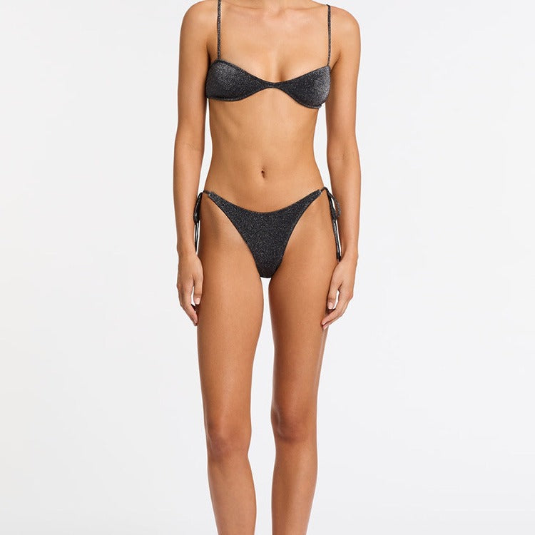 Panty-top style bikini with sequins