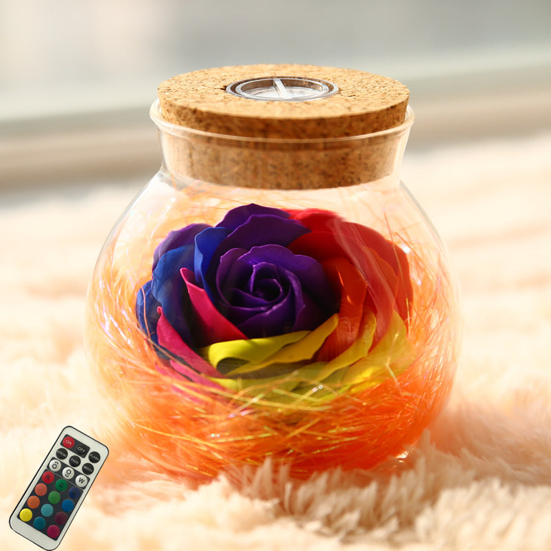 Rose Preserved Soap Flower Wishing Bottle