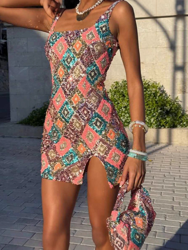 Slit Hip-Covering Sexy Dress