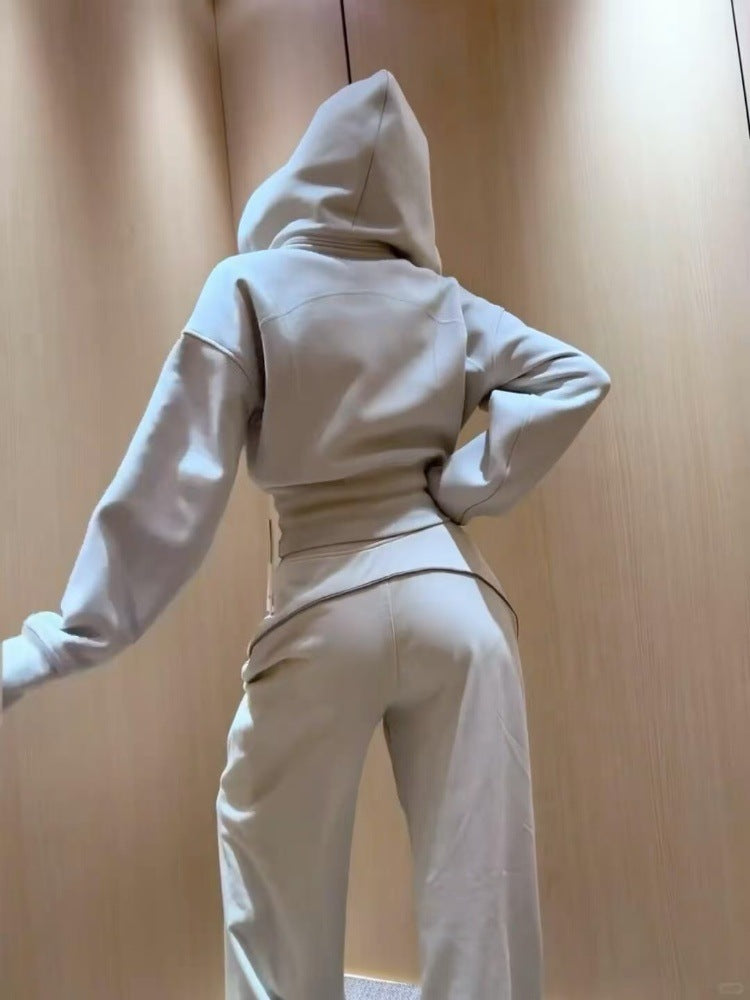 White Gray Casual Sports Suit