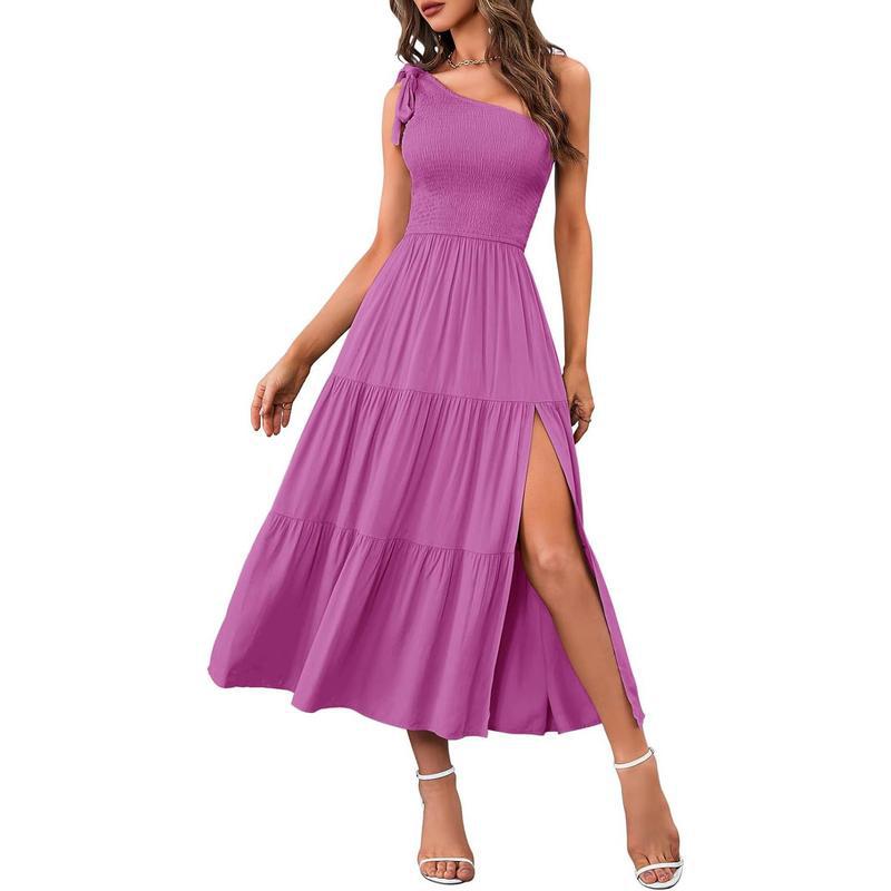 Single-shoulder sleeveless knitted wrap skirt