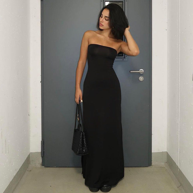 One-shoulder sexy plunging backless dress