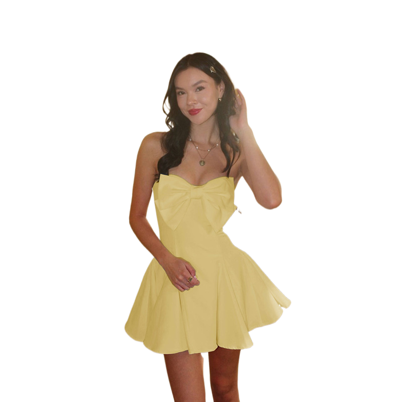 Sexy Slim Bow Strapless Short dress