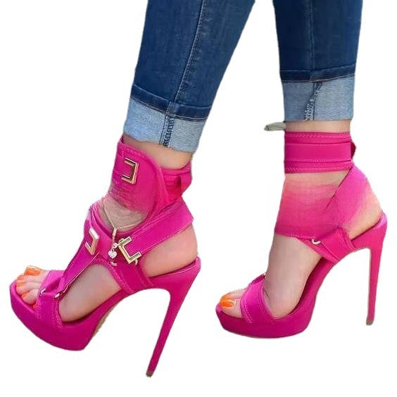 Sexy buckle high heel sandals