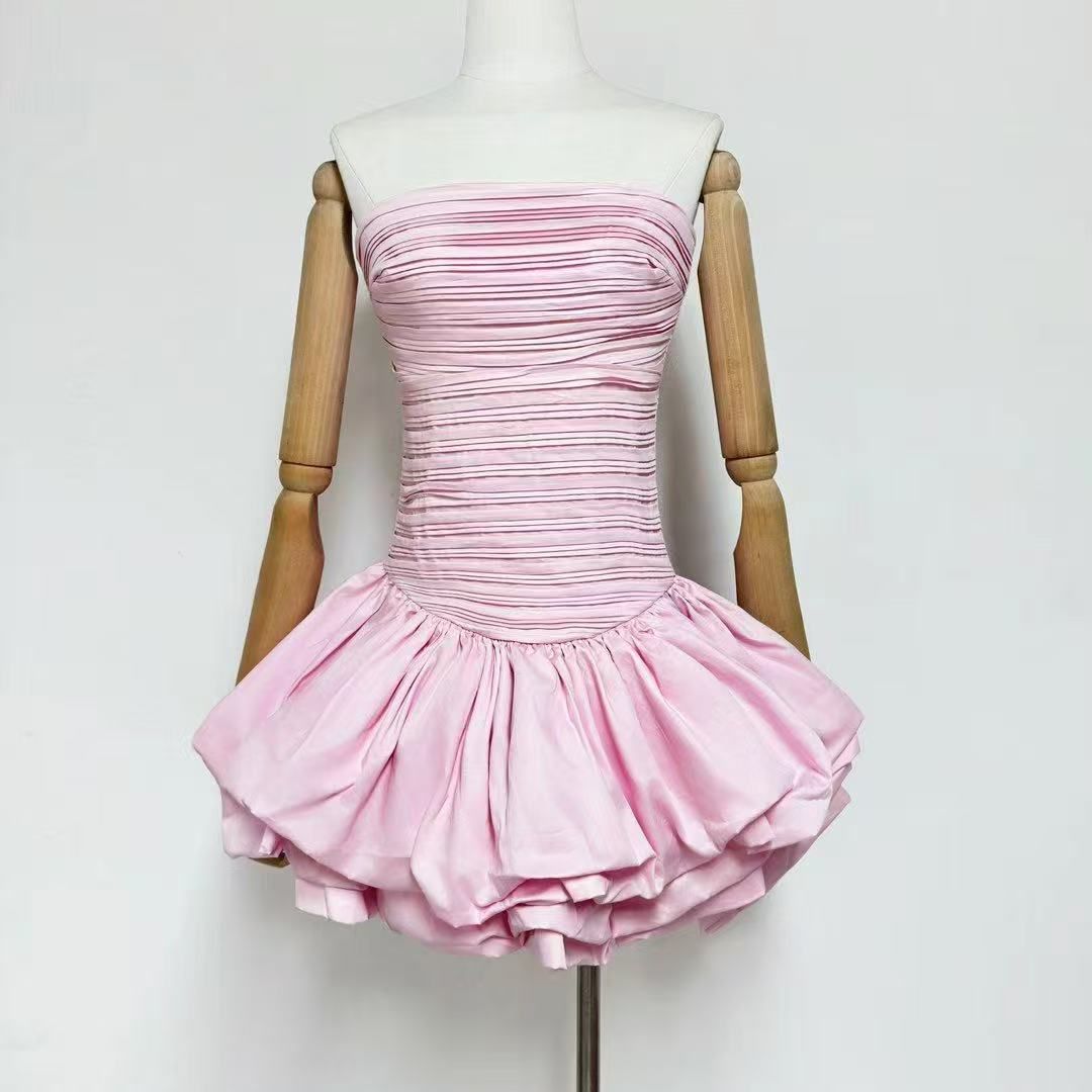 Off-Shoulder Bustier Puff Short Skirt