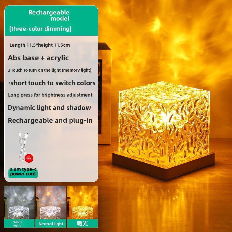 Water ripple bedside night light