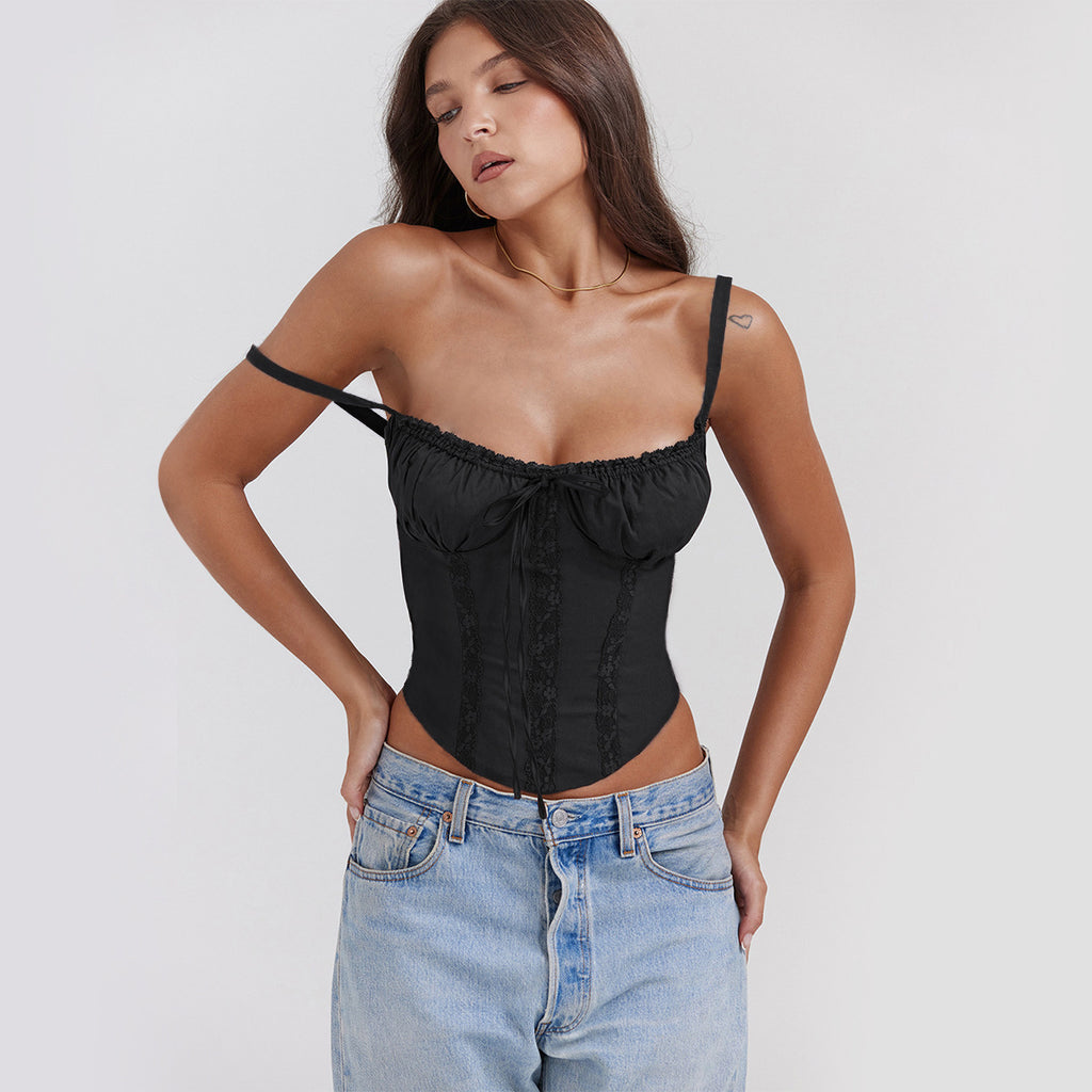 Fashion Lace Strap Slim Fit Top