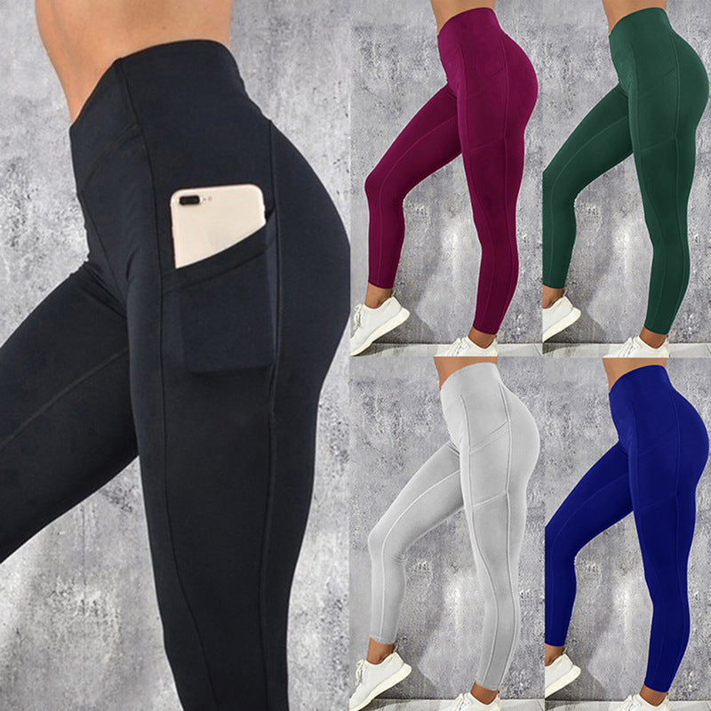 Yoga Running Sports Fitness Pants Side Mobile Phone Pocket Sports Yoga Pants