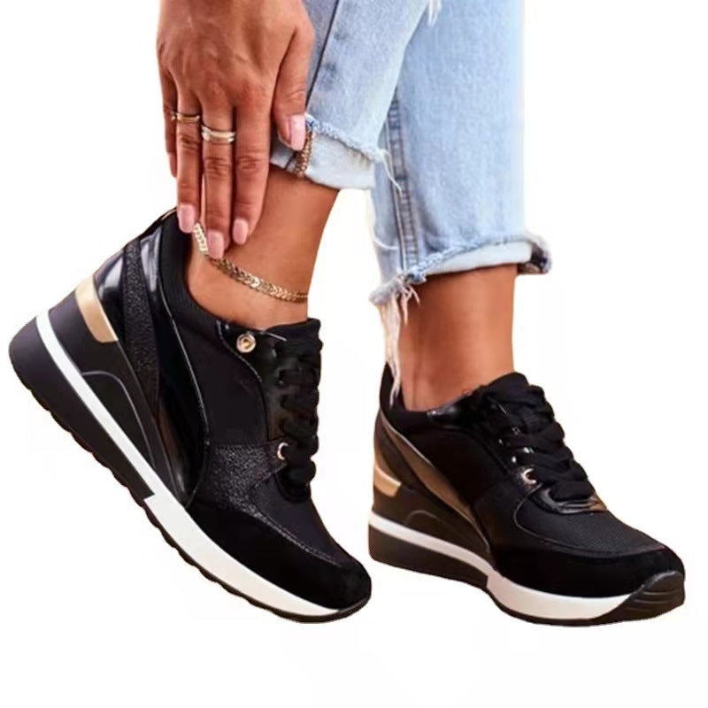 Womens Thick-Soled Casual Shoes with Wedge Heel